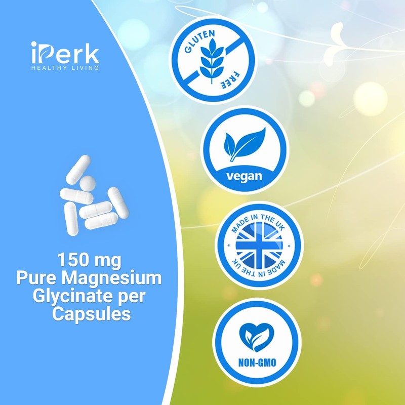 Magnesium Glycinate Capsules - 300mg Pure Elemental Magnesium per Serving,