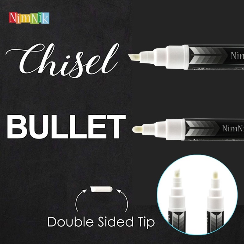 NIMNIK Liquid Chalk Markers Pens - Chalk Pens 6mm Reversible