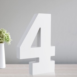 TONIFUL 7.8 Inch White Number 4 Table Centerpiece 0-9 DIY Birthday Party Decorations,White Number Four for Birthday,Chrismas,Graduation,Bridal Shower,Wedding,Anniversary Party Supplies