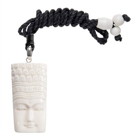 81stgeneration Women's Men's Hand Carved Bone Engraved Third Eye Buddha Pendant Necklace