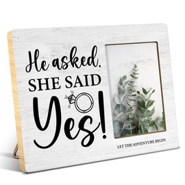 NGAEAK Engagement Gifts for Couples Women, Engagement Gift for Newly Engaged Couples, She Said Yes Wood Picture Frame Engaged Gifts, Display Photo 4 x 6 Inch