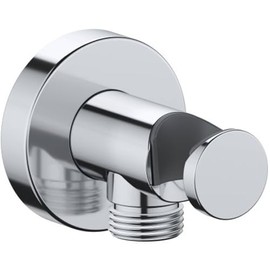 Duravit Universal Wall Outlet, Wall Outlet with Shower Holder, Round Wall Connection Elbow, Chrome