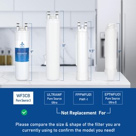 TEEHAY WF3CB Water Filter Replacement, TH-04 Compatible with Frigidaire PureSource 3 WF3CB,706465, 242069601, 242086201, AP4567491, PS3412266, Height 9 Inches 4 Pack (4)