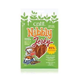 Catit Nibbly Jerky Cat Treats, Chicken & Fish Recipe - Grain-Free Cat Treat White 1 Ounce (Pack of 1)