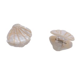 Sea Shell Hair Claw Clips 2Pcs Seashell Hair Claw Clip for Women Beach Shell Jaw Clamp Clips White Acrylic Seashell Claws Clip for Short Thin Hair Cute Sea Shell Hair Accessories