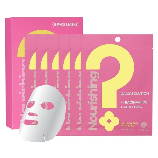 FreeGo Nourishing Daily Solution Niacinamide AHA/BHA Facial Mask Sheet (6-Pack)