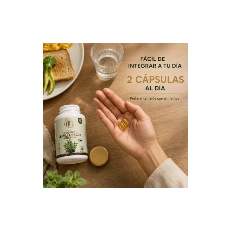 ORE Capsulas de Aceite de Oregano con Semilla Negra, MCT