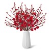 12PCS Valentines Day Decorations Flowers Artificial Berry Floral,Red Valentine Heart