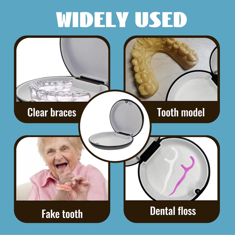 1 Pcs Black Retainer Case Small Portability Denture Baths Box