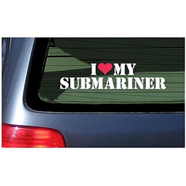 I Love My Submariner Vinyl Sticker Decal ~ White with Red Heart