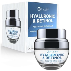 Clear Beauty- Crema coreana para ojos con ácido hialurónico y retinol para ojeras, bolsas e hinchazón hidratante y antiedad                           