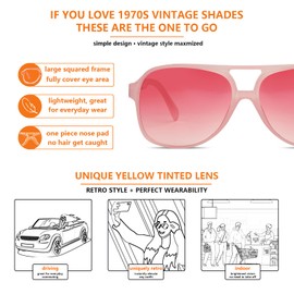 Xpectrum Big 70s Retro Clear Yellow Sunglasses for Men Women Vintage Trendy Sun Glasses (Pink)