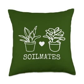Happy Valentine's Day Tees and Valentine Gifts Soil Mates, Valentines Day Plant Throw Pillow, 18x18, Multicolor