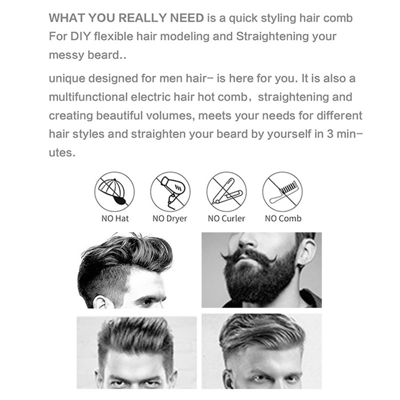 Multifunction Man Person Care Straightening Comb Hair Dressing Beard Straightener