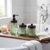 Amolliar Mason Jar Bathroom Accessories Set, 4 Pcs Green Glass