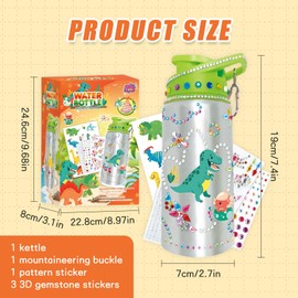 Fadcaer DIY Water Bottle Kids,Decorate Your Own Water Bottle Kids Travel Water Bottles Craft Kit Design Your Own Water Bottle,Decorate Water Bottles for Girls Boys Birthday Gift,500 ml (Green)