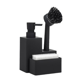 Dish Soap Dispenser with Brush Holder | Liquid Hand Soap Dispenser with Sponge Holder | Space-Saving Storage Organization for Bathroom Apartment Dorm Counters