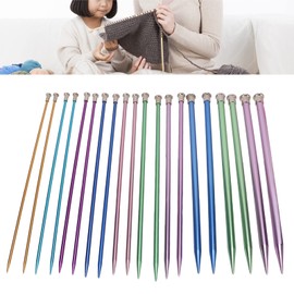 20 Pairs Knitting Needles, 3-10mm Knitting Needle Set,Colored Straight Single Pointed Knitting Needles, Knitting Aluminum Needles Set for Handmade Knitting