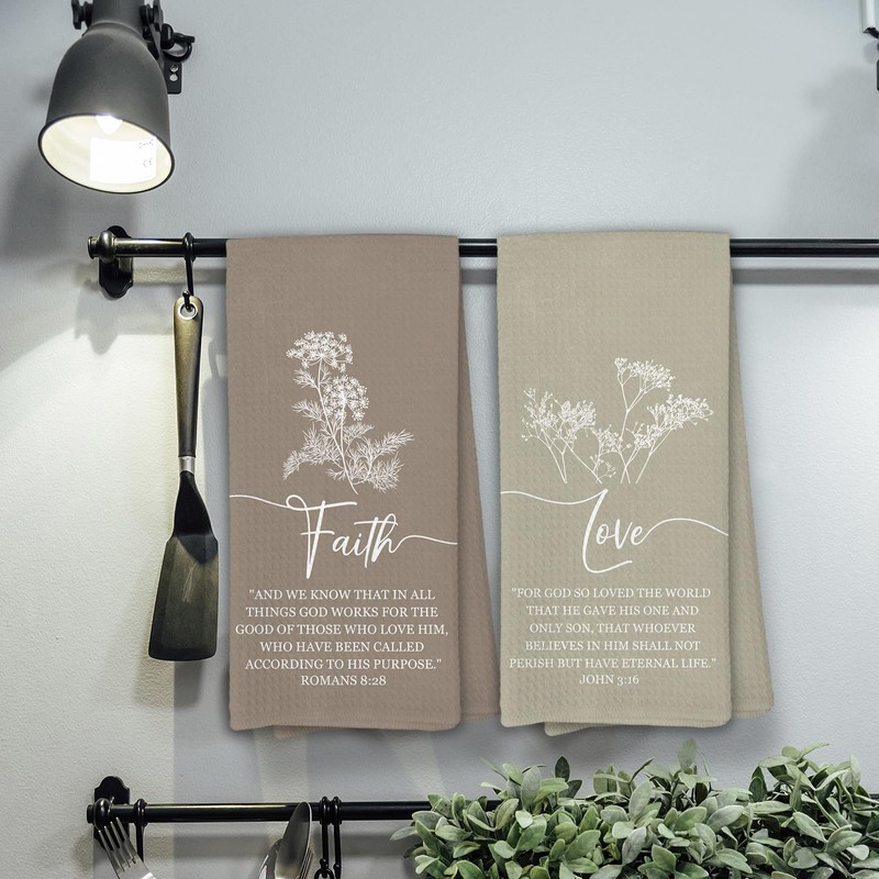 KTYHD Boho Christian Bible Verses Kitchen Towels, Boho Bible Verses