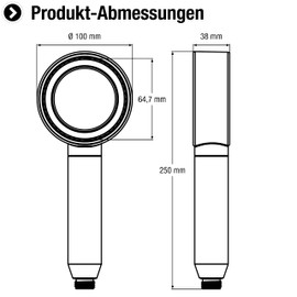 Cornat TECB3479 Leomil Hand Shower Head Diameter 100 mm Chrome/Grey 2 Jet Types: Normal & Soft Jet - Anti-limescale & Water-Saving Insert/Eco Shower Head for Shower and Bath