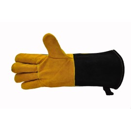 14.5" Long Premium Leather Gloves, BBQ gloves, Grill and Fireplace Gloves, Cotton lining with Kevlar stitch, Heat Resistant Gloves, animal handling gloves, bite-proof gloves