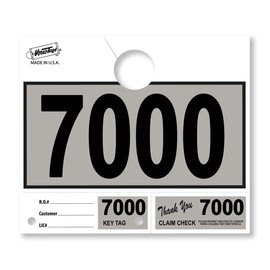 Versa-Tags 1000 Gray Car Dealer Service Hang Tags Service Dispatch Numbers, Service Department Numbered Key Tags for Mechanic Repair Shop 3 Part Key Ring - Gray (7000-7999)