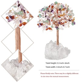 mookaitedecor Natural Assorted Stones Crystal Money Tree with Rock Quartz Cluster Base, Healing Crystal Feng Shui Tree for Table Display Home Decoration