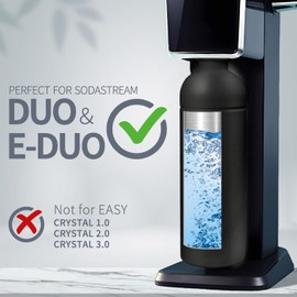 Parateck 18/8 Stainless Steel Bottle for Sodastream DUO, E-DUO, 1L Carbonating Bottle, BPA Free, Sparkling Water Bottle, Dishwasher Safe (Black)