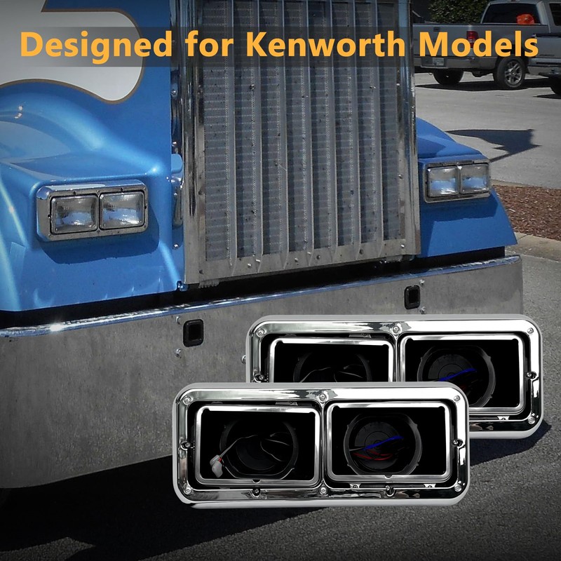 Headlight Housing Base with Chrome Dual Headlight Bezel Fit For