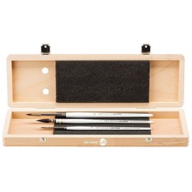 Brush Set in Wooden Box Woman Hell & Da Vinci, Loose Watercolour Florals - 3 Brushes, Green