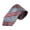 Mens Silver & Red Plaid Striped Patterned 8cm Neck Tie