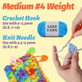 15 Pack Beginner Yarn, Easy Yarn, Beginner Yarn for Crocheting, Yarn for Beginner Crocheting with Easy-to-See Stitches, Cotton-Nylon Blend Yarn for Crochet Kit Making (15 * 50g)