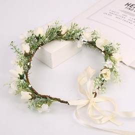 KESYOO Tocado de Guirnalda Corona de Flores Bridal Diadema de Flores Ajustable Corona de Pelo para Mujer Guirnalda de Cabello de Boda Boho