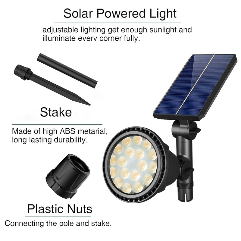 JSOT 600 Lumen Bright Solar Lights Outdoor Waterproof,Solar Powered Landscape