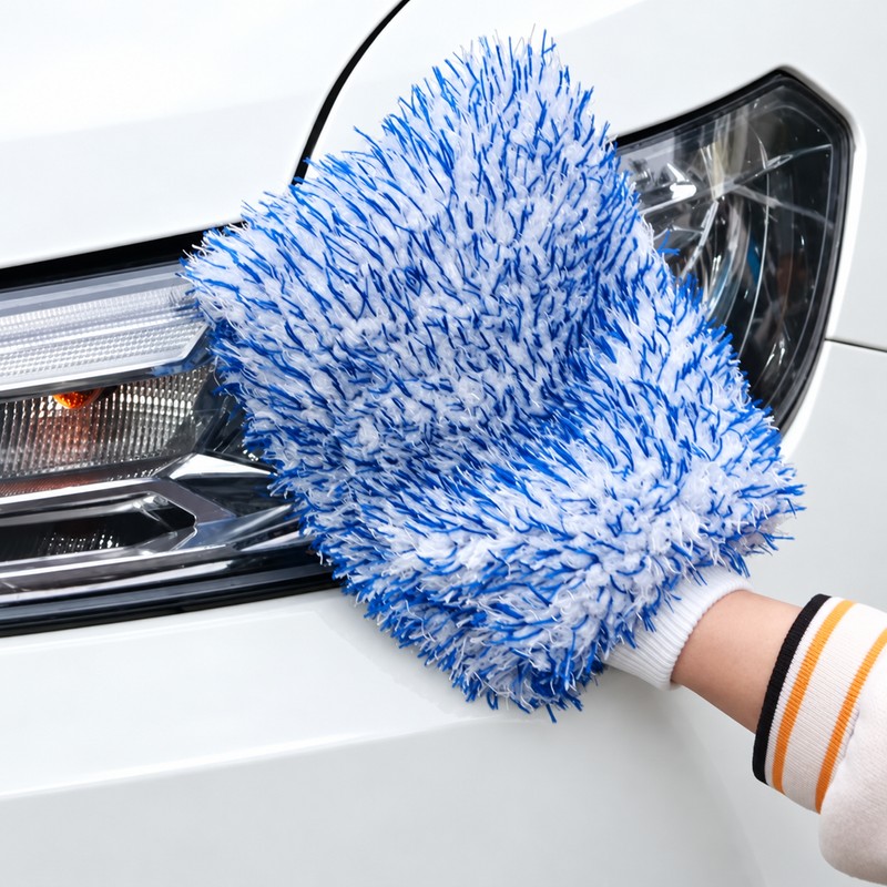 Microfiber Car Wash Mitt for Exterior Cleaning – Thick Blue