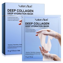 Collagen Mask, Overnight, Deep Moisturising Anti-Wrinkle Lifting, Hydrogel Mask for All Skin Types, 34 g x 4 Pieces