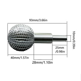 Ball Gouge for Wood Carving, Ball Grinding Head for Wood Carving and Sanding, Spherical Cutters, Diameter 40 mm Ball Rasp (Silver)