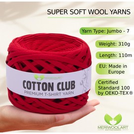 MeriWoolArt® Premium Cotton for Crochet and Macrame, 10mm x 110m Quality Cotton Yarn, T-Shirt Yarn for Handbag, Carpets, Plant Baskets, Throw Pillows and Macrame Wall Hanging or Gift Ribbon