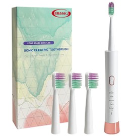 EBANKJ New Ultra White Electric Sonic Toothbrush, 5 Modes, 3 Replacement Brush Heads, Intelligent Timer, Rechargeable, White Sonic Travel Toothbrush, Suitable for Adults and Children's toothbrushes