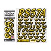 Stiffie Whipline Yellow/Black 3" DOT Decal Kit Registration Numbers Vinyl