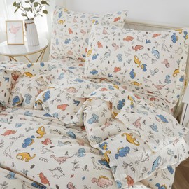 Brandream Kids Duvet Cover Full Size - Super Soft Gauze Cotton Duvet Cover for Kids with Zipper Closure, Modern Dinosaurs 3 Pieces, Includes 1 Duvet Cover & 2 Pillow Shams, NO Comforter