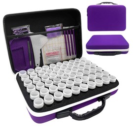 LIRUNQIU Diamond Painting Storage Containers, 60 Slots Diamond Painting Accessories and Tools for Diamond Art Organizer Case(Purple)