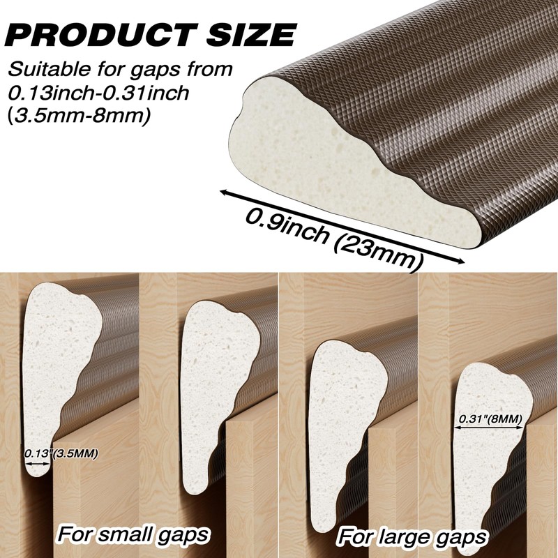 118 Inch Wedge-Shape Weather Stripping Door Seal,Windows and Doors Insulation,Self