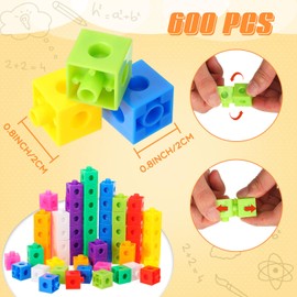 Shappy 600 Pcs Math Cubes Educational Counting Toy Math Manipulatives Counting Cubes Connecting Counting Blocks for Early Math Skills Learning Classroom Homeschool Supplies