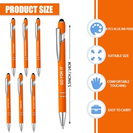 Lragvtbk 8 Pcs Blue Ink Inspirational Pens for Women Quotes Pen Metal Ballpoint Pen with Stylus tips for Office Gift (orange)
