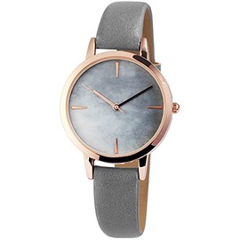 Excellanc 1900111 Women's Watch Faux Leather Strap Pin Buckle Analogue Quartz, gray, Strap.