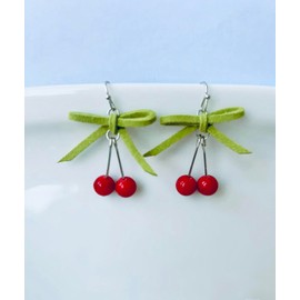 Red Cherry Sweet and Lovely Diy Handmade Earrings for Women Birthday Party Decor Accessories (Red)
