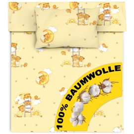 Amilian Children's Bed Linen 100 x 135 cm, Baby Bed Linen Set, Size Baby Bedding 135 x 100 cm with Pillowcase 40 x 60 cm, 100% Cotton Baby Bed Linen 100 x 135 cm, Boys’ Girls’ Bed Linen