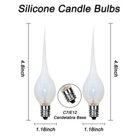 Konictom Flicker Flame Candle Light Bulbs,Silicone Replacement Bulbs for Country Style Electric Window Candle Lamps Chandeliers,120/1 W C7/E12 Candelabra Base 12 Pack