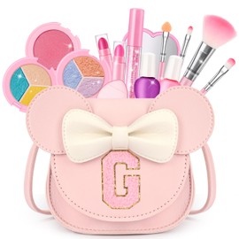 Kids Makeup Kit for Girls - 15 Pcs Real Washable Make Up Set - Non Toxic Toddlers Cosmetic with Letter Mouse Ear Purse - Dress up Birthday Gifts for 3 4 5 6 7 8 Years Old Girls - G